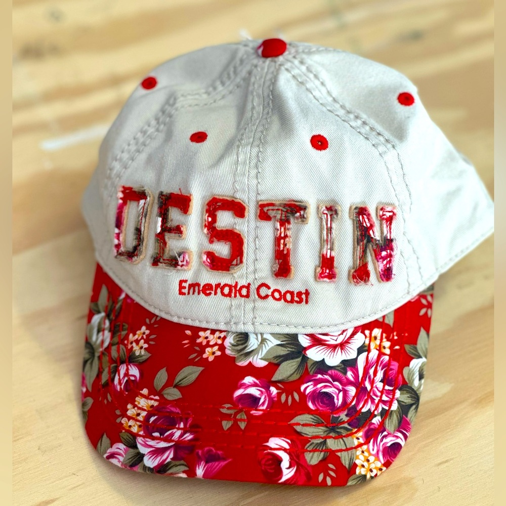 Destin Emerald Beach Floral Print Adjustable Hat
